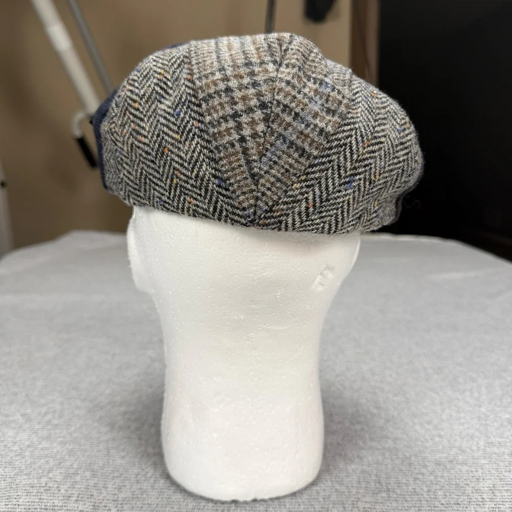 Mucros Weavers Trinity Patchwork Flat Cap Mens Large Wool Tweed Hat Ireland Blue